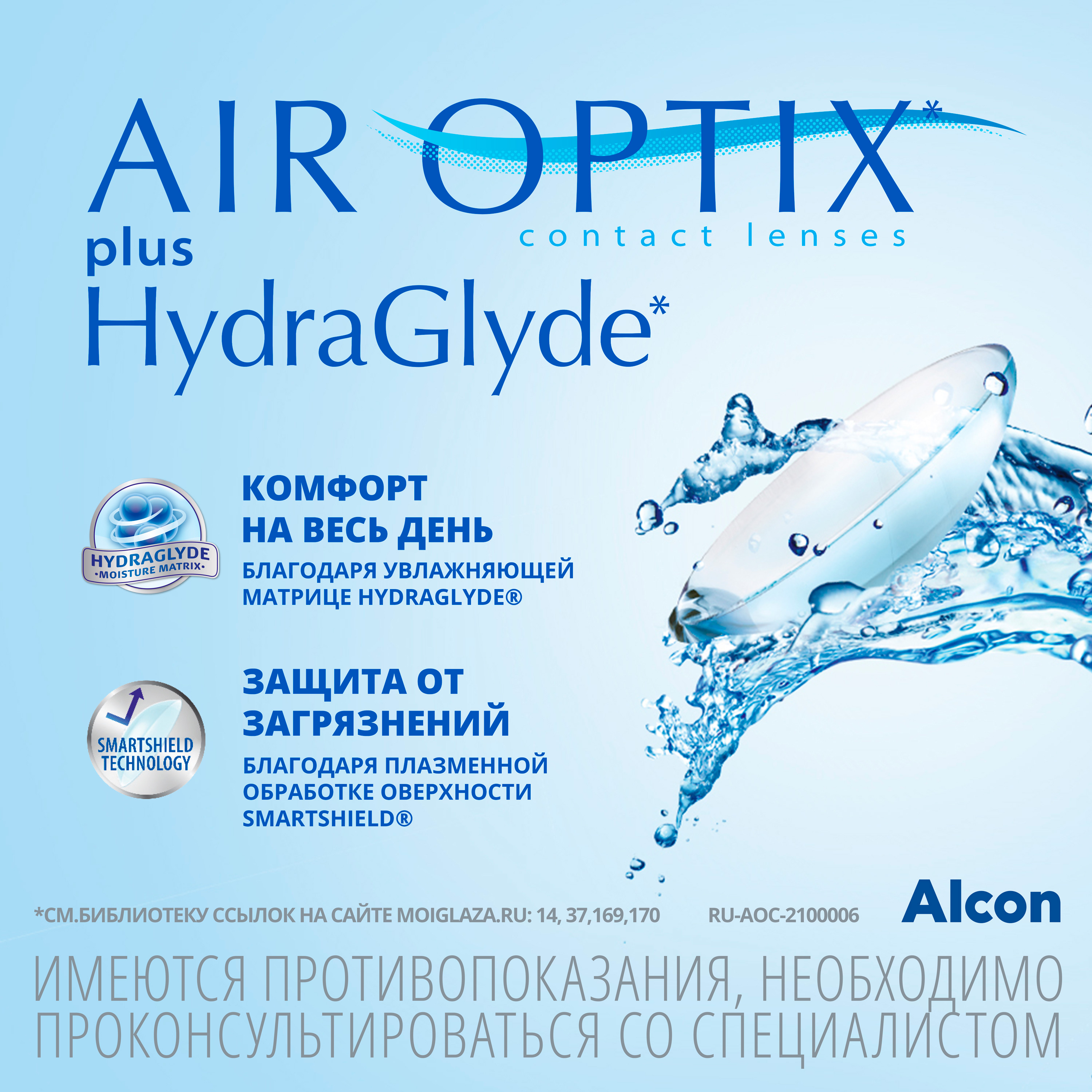 Air Optix plus HydraGlyde (6 линз)