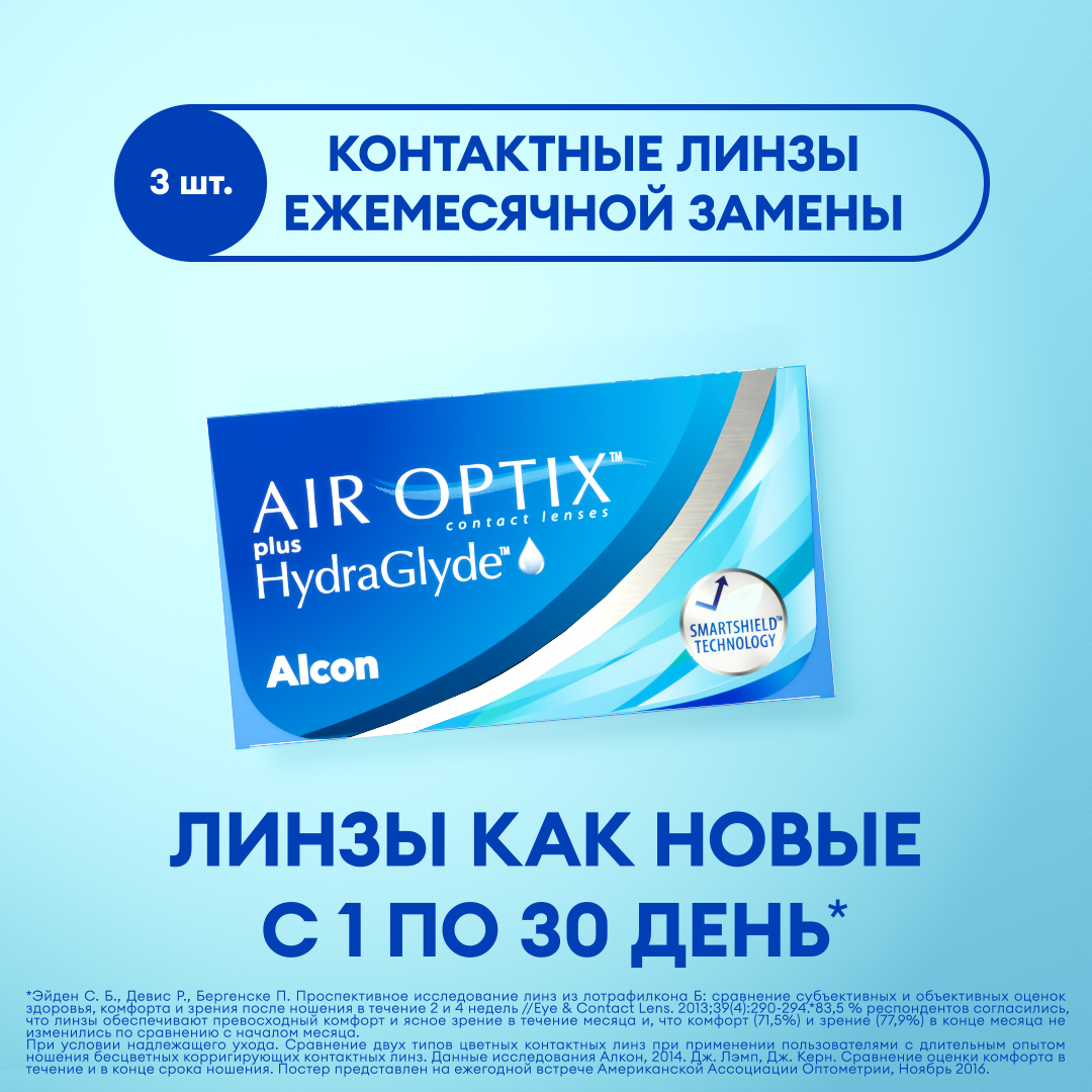 Air Optix plus HydraGlyde (6 линз)